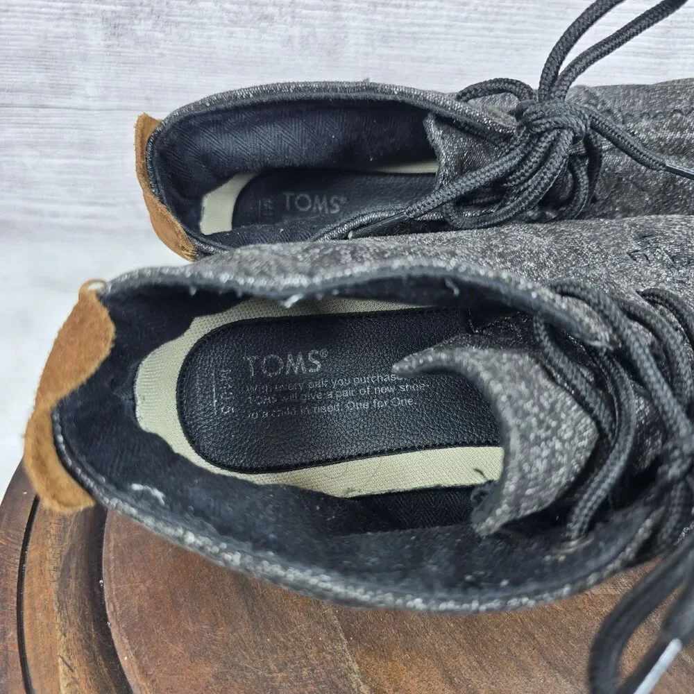 Toms Mens Navi Dark Gray Linen Lace Up Round Toe Chukka Boots Sz 10.5 M